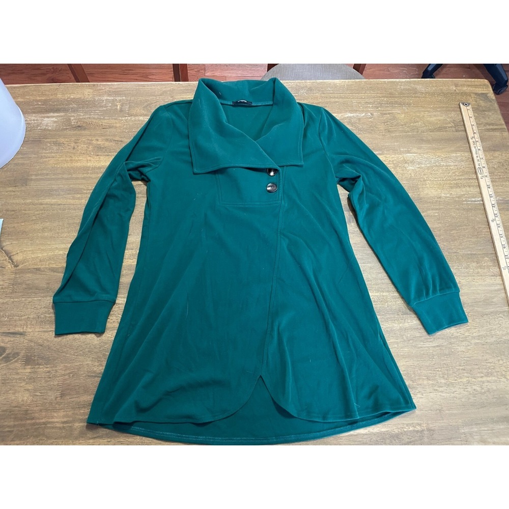 Lotusmile Sweater, Women's Size Large, Green, V-neck, Buttons, Long Sleeve